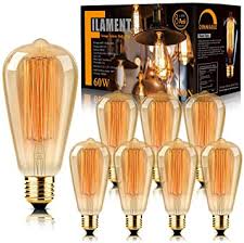 8 Pack Edison Bulb Antique Vintage Style Light Bulbs Dimmable Amber Warm 60w E26 Base For Wall Sconce Retro Fixture By Luxon Amazon Com