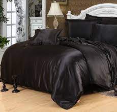 Black Silk Comforter Sets Satin Bedding