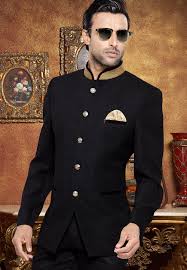 Jute Silk Jodhpuri Jacket In Black