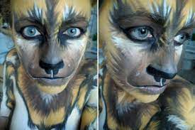 african wild dog face painting