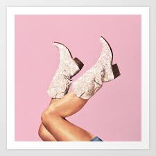 These Boots Glitter Pink Art Print By