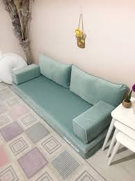 Mint Green Velvet Floor Seating Living