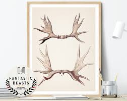 Moose Antlers Print Nursery Wall Art