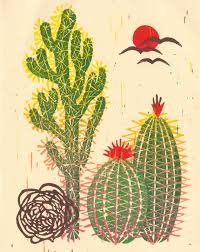 Barrel Cactus Desert Landscape Original