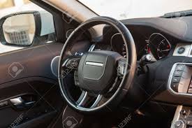 Compare in car entertainment system, driving comfort and visibility with similar cars. Novosibirsk Russia 03 10 2019 View To The Interior Of Land Rover Evoque With Dashboard And Steering Wheel After Cleaning Before Sale On Parking Stock Photo Picture And Royalty Free Image Image 120679938