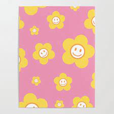 Pink And Yellow Flower Icon Poster By