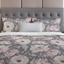 Grey And Pink Watercolor Fl Bedding