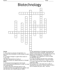 Biotechnology Crossword Wordmint