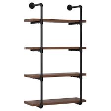 4 Tier Industrial Pipe Shelves Floating