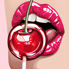 pop art cherry lips pink lollipop hyper