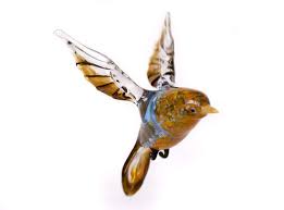 Flying Nightingale Glass Bird Figurine