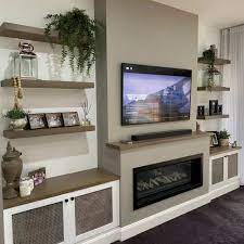 Built In Fireplace Rattan Wall Unit