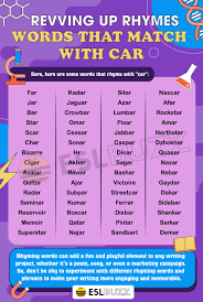 words that rhyme with car revving up