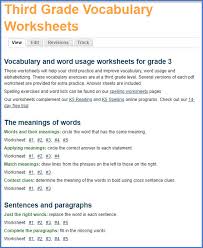 New Grade 3 Vocabulary Worksheets And Workbook