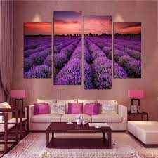 purple lavender blossom 4 pieces canvas