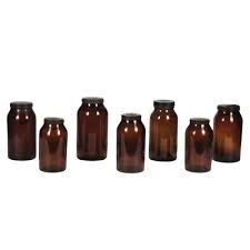 Amber Glass Jars With Hard Plastic Caps
