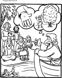 A bible coloring page illustrating that god so loved the world that he gave his one and only son, that whoever believes in him shall not perish but have eternal life. Coloring Page Jesus Parable Of The Mustard Seed Royalty Free Cliparts Vectors And Stock Illustration Image 126874065