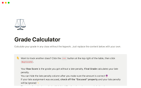 grade calculator notion template