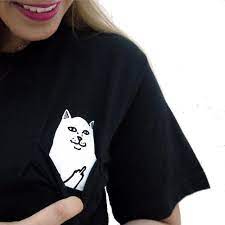 Cat flipping off shirt would be great to wear to a work in a really bad day. Funny Women T Shirt Middle Finger Cat Pocket Shirts Harajuku Crop Top Tee Couple Clothing Tee Shirts For Women Tee Plaintee Men Aliexpress