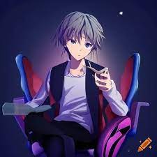 Anime guy sitting in chair