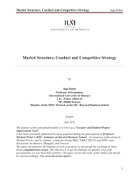 Market Structure Conduct And Competitive Strategy