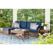 Blue Cushions Sectional Patio Furniture