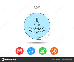 Fishing Float Icon Bobber In Waves Sign Stock Vector