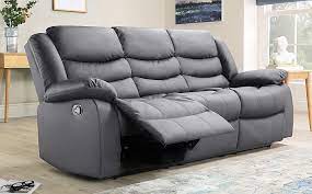 soro grey leather 3 seater recliner