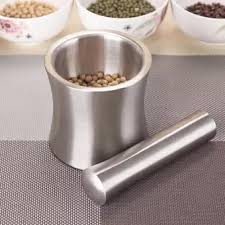 Dolity Stainless Steel Mortar Pestle Food Herb Spice Grinder Mixing Crushing Tool