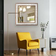 large wood square wall mirror formhouse