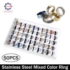 50pcs mix lot stainless steel rings