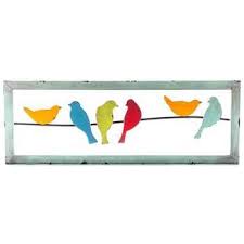 Colorful 6 Birds On A Wire Metal Wall