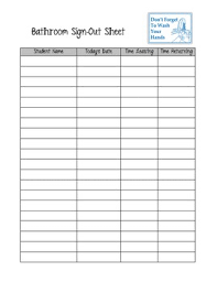 Bathroom Sign Out Sheet Editable Worksheets Teaching
