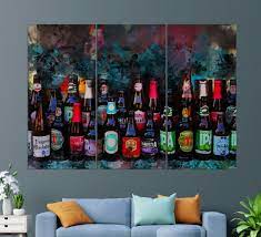 Beer Wall Art Bottles With Beer Canvas