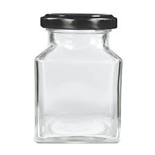 50 Square Glass Food Jars 190ml With