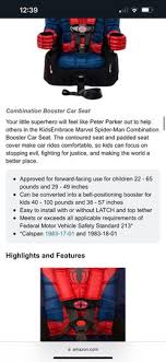 Marvel Spider Man Booster Car Seat For