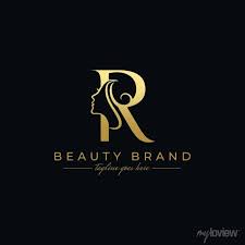 letter r beauty face hair salon logo