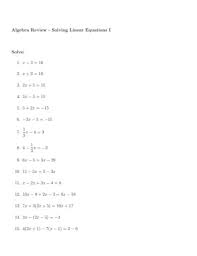 Sample Solving Equations Worksheet