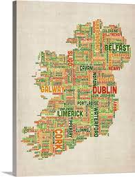 Irish Cities Text Map Irish Colors On