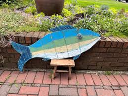 Large Wooden Fish Sign Painted Fish Art