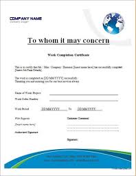 Work Completion Certificate Templates For Ms Word Word