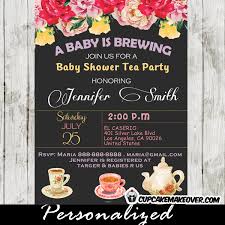 Vintage Floral Baby Shower Tea Party Invitation Personalized
