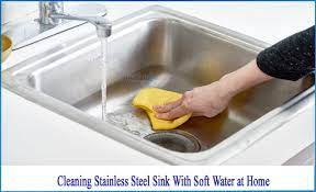 washing the sink with soft water