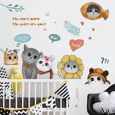 1piece Cute Cat Wall Stickers For Kids
