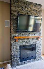 Diy Stacked Stone Fireplace First