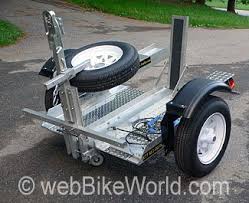 Information about motorcycle trailers, including motorcycle trailers for carrying cargo behind motorcycles. Folding Motorcycle Trailer Review Webbikeworld