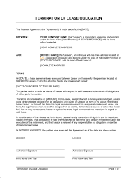 Termination Of Lease Obligation Template Word Pdf By Business