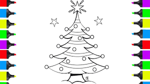 How To Draw Christmas Tree Coloring For Kids Drawing Christmas