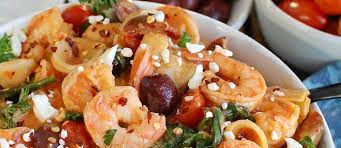 One Pot Mediterranean Shrimp Pasta With Lactose Free Cream Sauce  gambar png