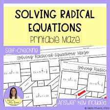 Solving Radical Equations Maze